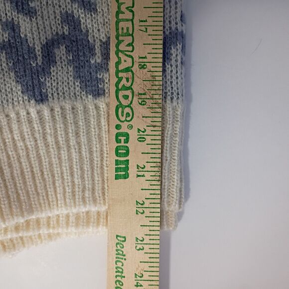 Vintage 1980s Union Bay Ocean Wave Print Sweater Women's S Ivory Slate Blue - Picture 7 of 9